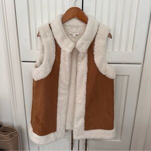 Sail to Sable Faux Suede & Fur Tan Vest in M